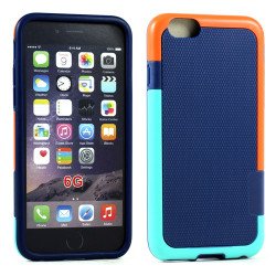 Apple iPhone 6 4.7 Slim Tri Color Hybrid Case (Blue Orange)